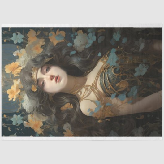 Art Nouveau Vrouw 3 Decoupage Papier (Voorkant)