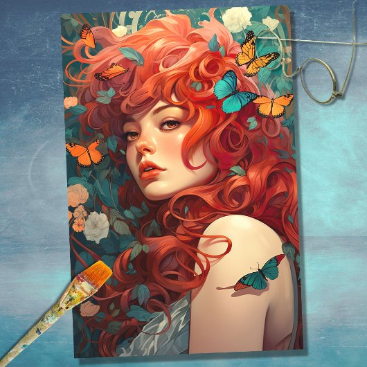 Art Nouveau Vrouw 4 Decoupage Papier