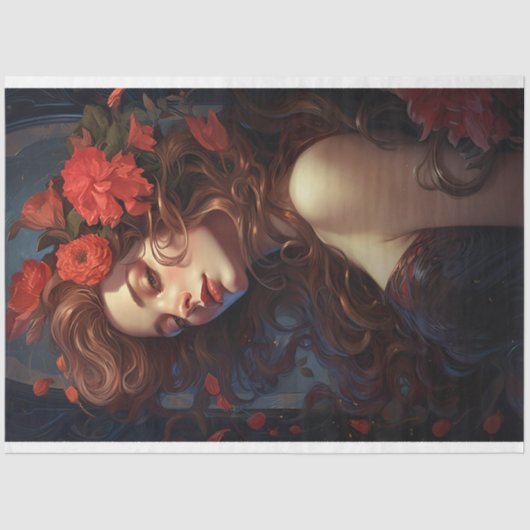 Art Nouveau Vrouw 5 Decoupage Papier (Voorkant)