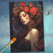 Art Nouveau Vrouw 5 Decoupage Papier