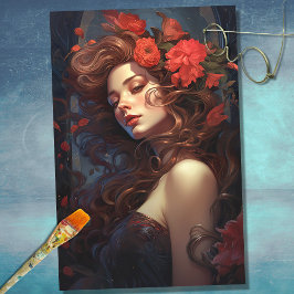 Art Nouveau Vrouw 5 Decoupage Papier