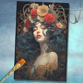 Art Nouveau Vrouw 6 Decoupage Papier