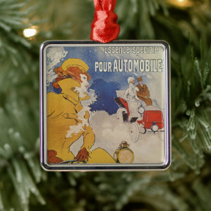 Art Nouveau, Vrouw Antiek converteerbare auto Metalen Ornament