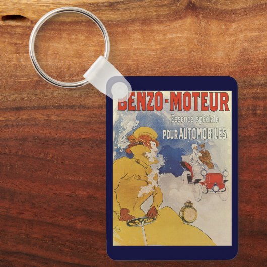  Art Nouveau, Vrouw Antiek converteerbare auto Sleutelhanger (Voorkant)