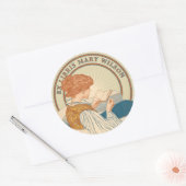 Art Nouveau Vrouw & Boek 1900 Ex Libris Sjabloon Ronde Sticker (Envelop)
