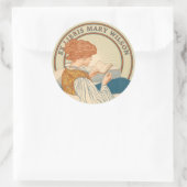 Art Nouveau Vrouw & Boek 1900 Ex Libris Sjabloon Ronde Sticker (Tas)