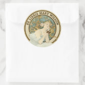 Art Nouveau Vrouw & Boek Mucha Ex Libris Sjabloon Ronde Sticker (Tas)