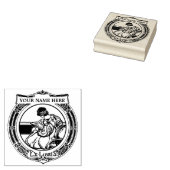 Art Nouveau Vrouw Boeken Ronde Ex Libris Sjabloon Rubberstempel (Gestempeld)