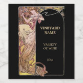 Art Nouveau Vrouw & Druiven door Alphonse Mucha Wijn Etiket (Enkel label)