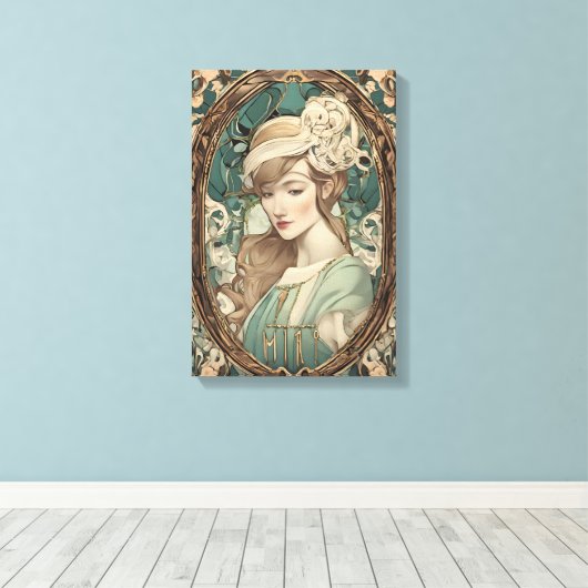 Art Nouveau Vrouw Elegante Kunst Canvas Afdruk (Insitu (Houten vloer))