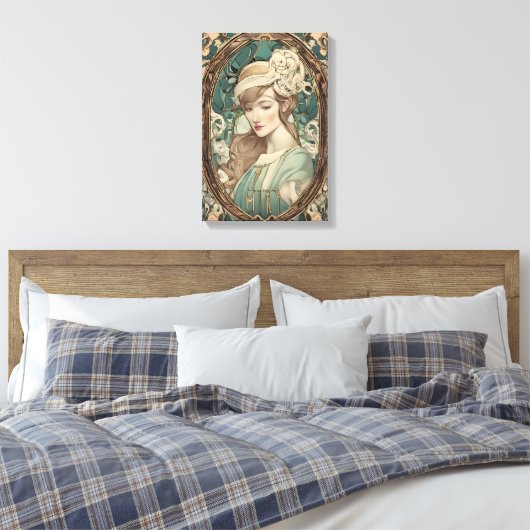  Art Nouveau Vrouw Elegante Kunst Canvas Afdruk (Insitu (Slaapkamer))