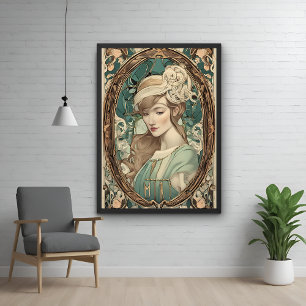  Art Nouveau Vrouw Elegante Kunst Perfect Poster