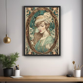 Art Nouveau Vrouw Elegante Kunst Poster