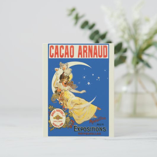 Art Nouveau vrouw en champagne Briefkaart (Staand voorkant)