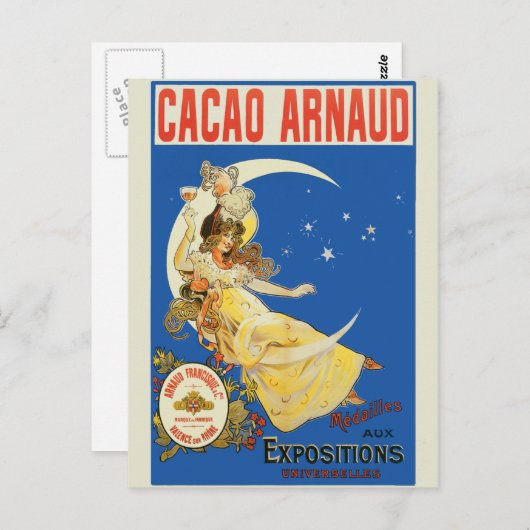 Art Nouveau vrouw en champagne Briefkaart (Voorkant / Achterkant)