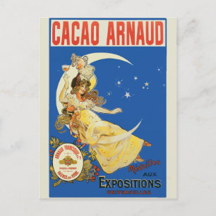 Art Nouveau vrouw en champagne Briefkaart