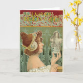 Art nouveau vrouw frans art henri livemont kaart (Gele Bloem)