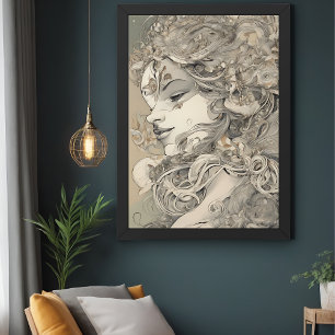Art Nouveau Vrouw -geïnspireerd Portret Perfect Poster