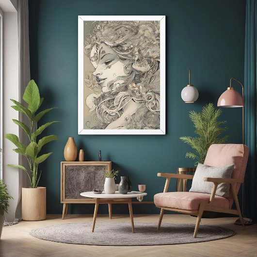 Art Nouveau Vrouw -geïnspireerd Portret Poster