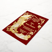 Art Nouveau Vrouw & Harp in Rozen Huwelijk Folie Uitnodiging (Gedraaid)