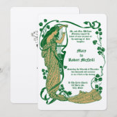 Art Nouveau Vrouw & Harp in Rozen Huwelijk Kaart (Voorkant / Achterkant)