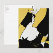  Art Nouveau, Vrouw leest een Geel Boek Briefkaart (Voorkant / Achterkant)
