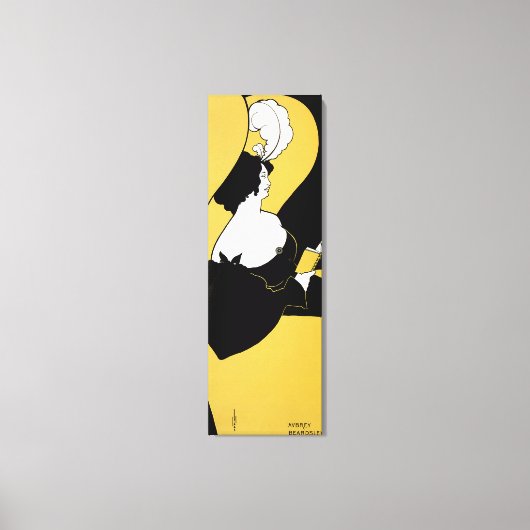 Art Nouveau, Vrouw leest een Geel Boek Canvas Afdruk (Voorkant)