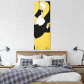 Art Nouveau, Vrouw leest een Geel Boek Canvas Afdruk (Insitu (Slaapkamer))