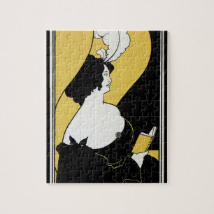  Art Nouveau, Vrouw leest een Geel Boek Legpuzzel