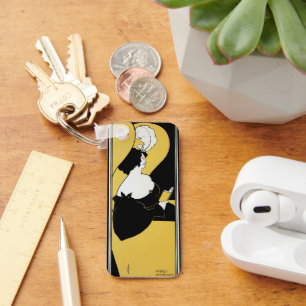  Art Nouveau, Vrouw leest een Geel Boek Sleutelhanger