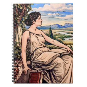 Art Nouveau vrouw leest onder boom Notitieboek