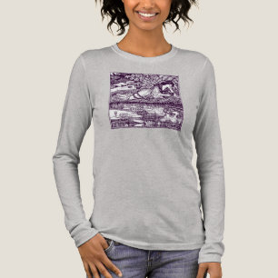 Art Nouveau Vrouw lezend bij vijver   Antiek Tri-Blend Shirt