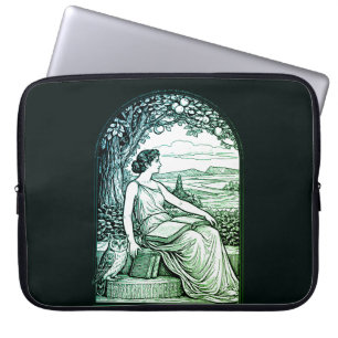 Art Nouveau vrouw lezend onder een boom in vintage Laptop Sleeve