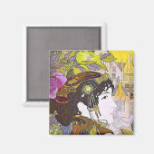 Art Nouveau Vrouw Magneet (Voorkant / Achterkant)