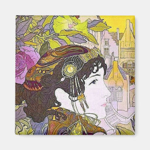 Art Nouveau Vrouw Magneet