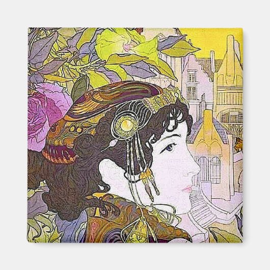 Art Nouveau Vrouw Magneet (Voorkant)
