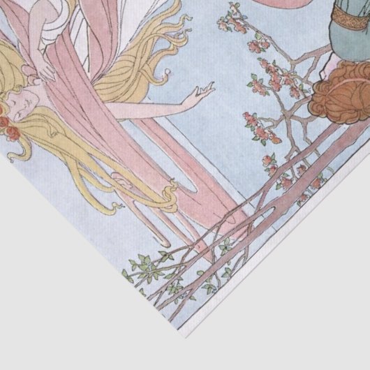 Art Nouveau Vrouw Man Paar Decoupage Tissuepapier (Detail)