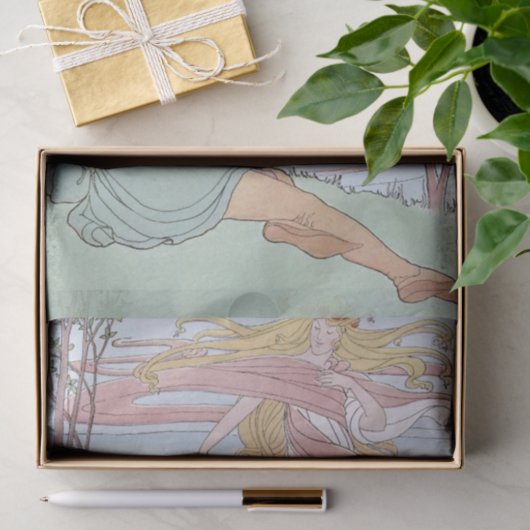Art Nouveau Vrouw Man Paar Decoupage Tissuepapier (Geschenk)