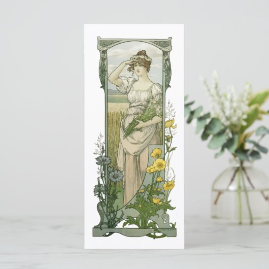  Art Nouveau Vrouw met Bloemen door Sonrel Kaart (Staand voorkant)