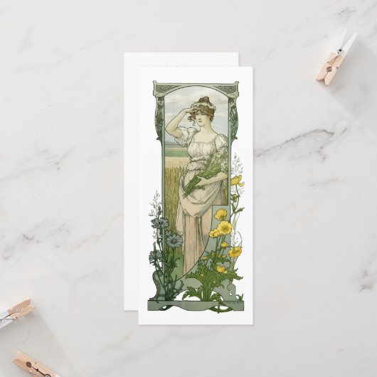  Art Nouveau Vrouw met Bloemen door Sonrel Kaart (Voorkant / Achterkant in situ)