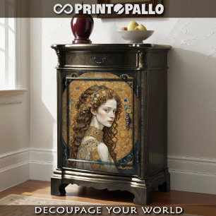 Art Nouveau Vrouw met bloemen - Klimt tribute Tissuepapier