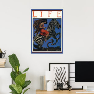 Art Nouveau vrouw met vintage zebra Poster