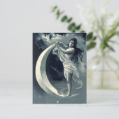 Art Nouveau Vrouw op Halve Maan Briefkaart (Staand voorkant)