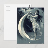 Art Nouveau Vrouw op Halve Maan Briefkaart (Voorkant / Achterkant)