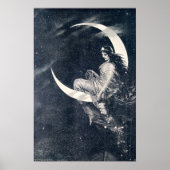 Art Nouveau-vrouw op halvemaan Poster (Voorkant)