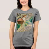 Art Nouveau Vrouw Perziken Grijs Tri-Blend Shirt (Voorkant)