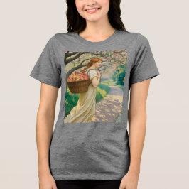 Art Nouveau Vrouw Perziken Grijs Tri-Blend Shirt