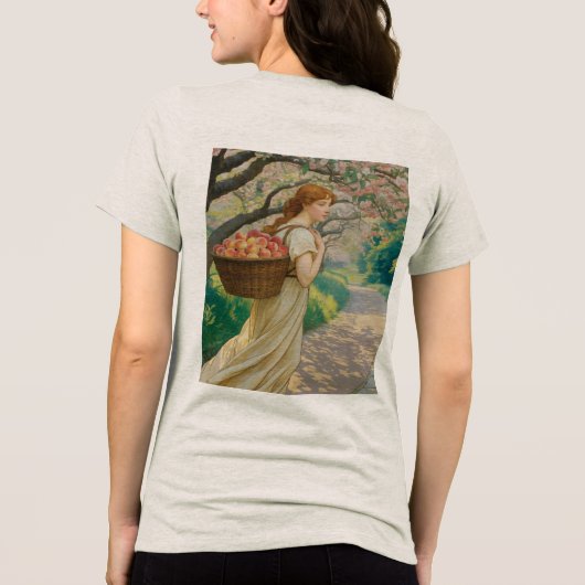 Art Nouveau Vrouw Perziken Havermout Tri-Blend Shirt (Achterkant)
