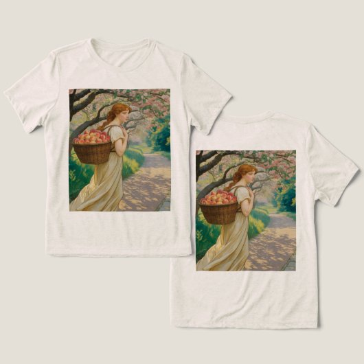 Art Nouveau Vrouw Perziken Havermout Tri-Blend Shirt (Ontwerp Voorkant & Achterkant)