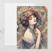 Art Nouveau Vrouw Portret Scrapbook Papier Kaart (Voorkant / Achterkant)